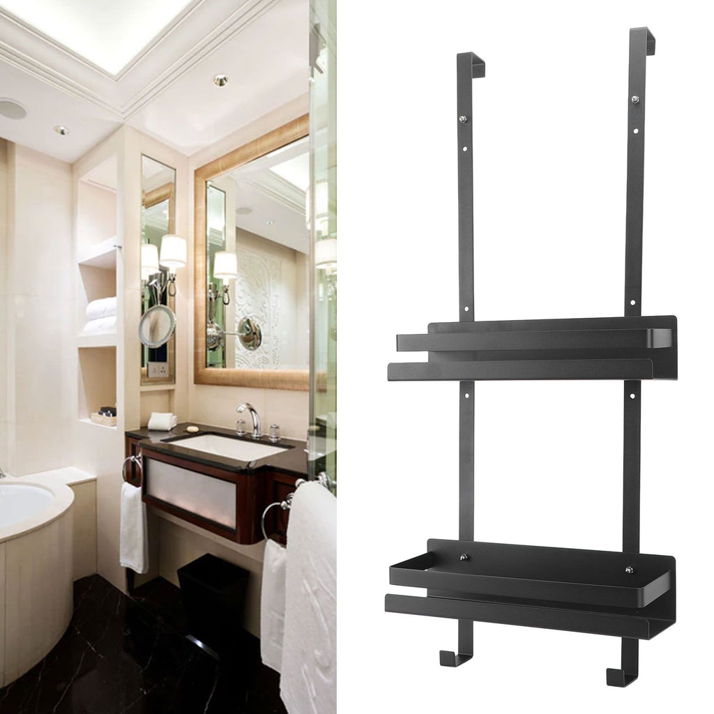 Wall Shower Shelf Large Space Metal Hanging Shower Organizer Rack with Suction Cup for Bathroom Toilet Type A Double Layer