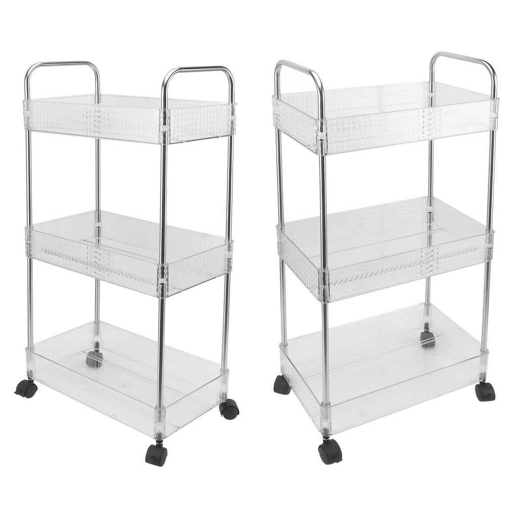 Kitchen Storage Rack Multifunctional 3 Tier Mobile Storage Cart for Bathroom Laundry Room Narrow Places S