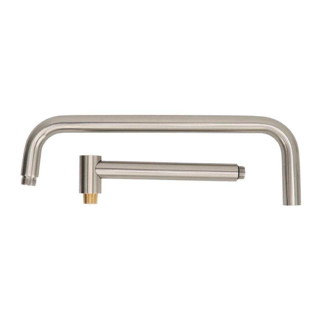Shower Head Extension with Flange S Shape Shower Arm Wall Mount Rotatable Stainless Steel Shower Pipe for Bathroom Brushed