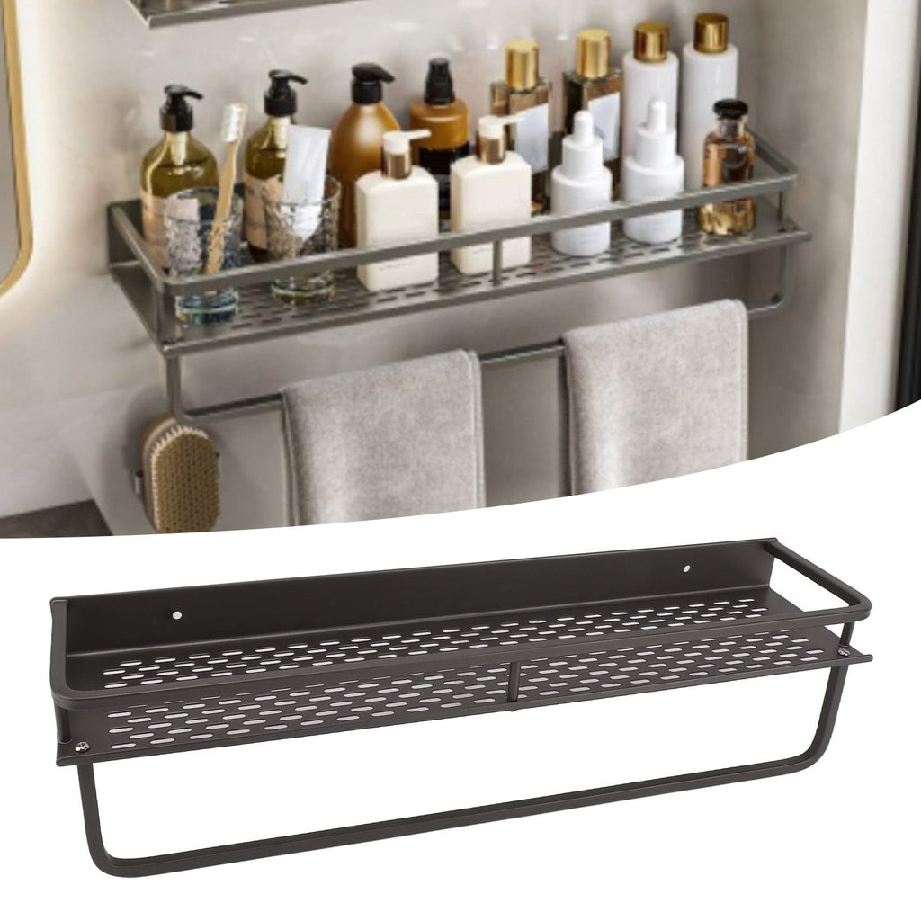 Shower Caddy Grey Shower Organizer Shelf Easy Install Aluminium Alloy Large Capacity Shower Accessory for Bathroom Home 50cm / 19.7in
