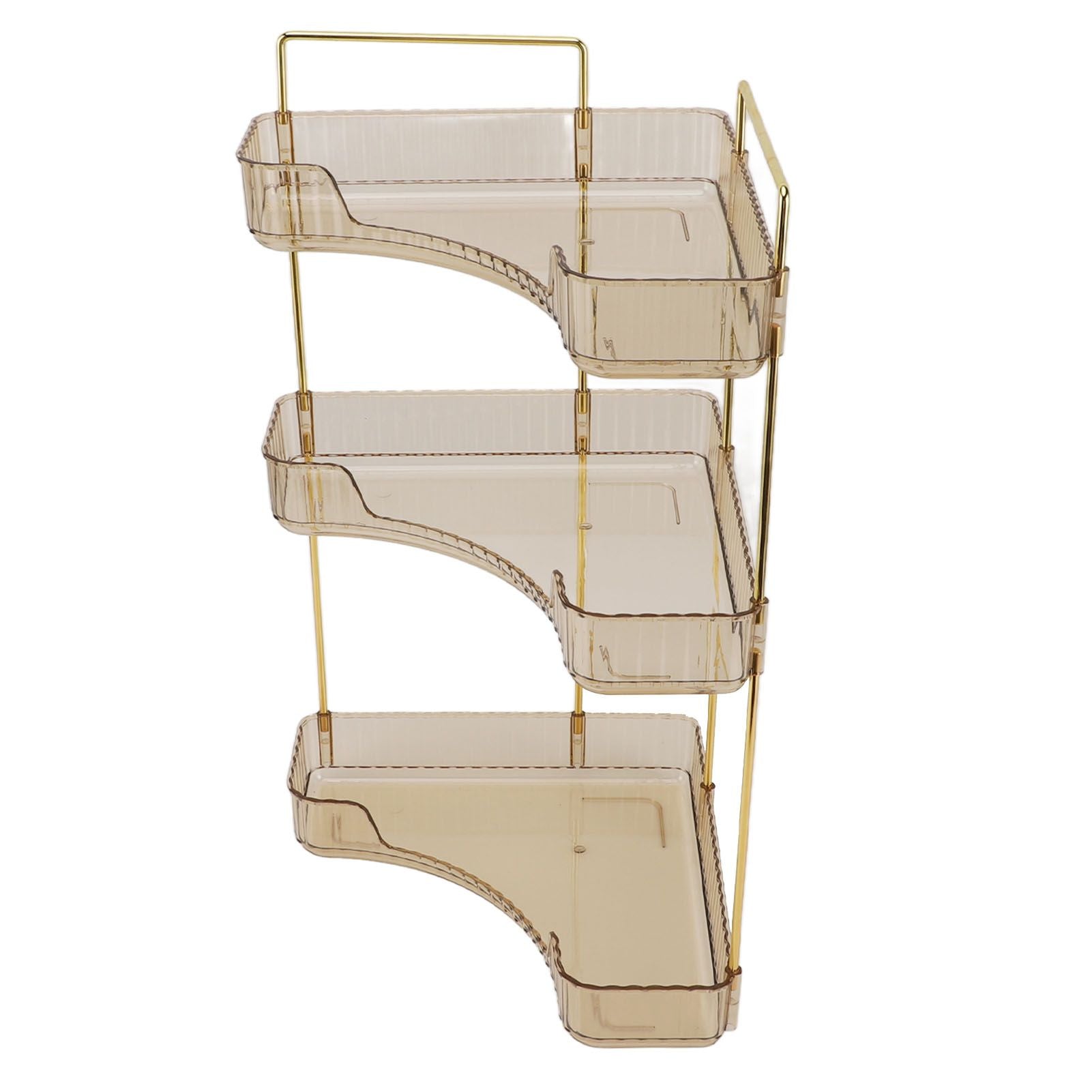3 Tier Makeup Shelf Organizer Easy Access Aesthetic Corner Bathroom Countertop Organizer for Cosmetics Skincare Amber