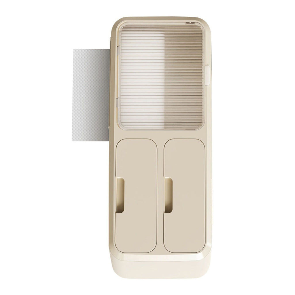 Drill Free Bathroom Tissue Storage Box Waterproof Bathroom Toilet Paper Holder Wall Mounted Toilet Paper Organizer Beige