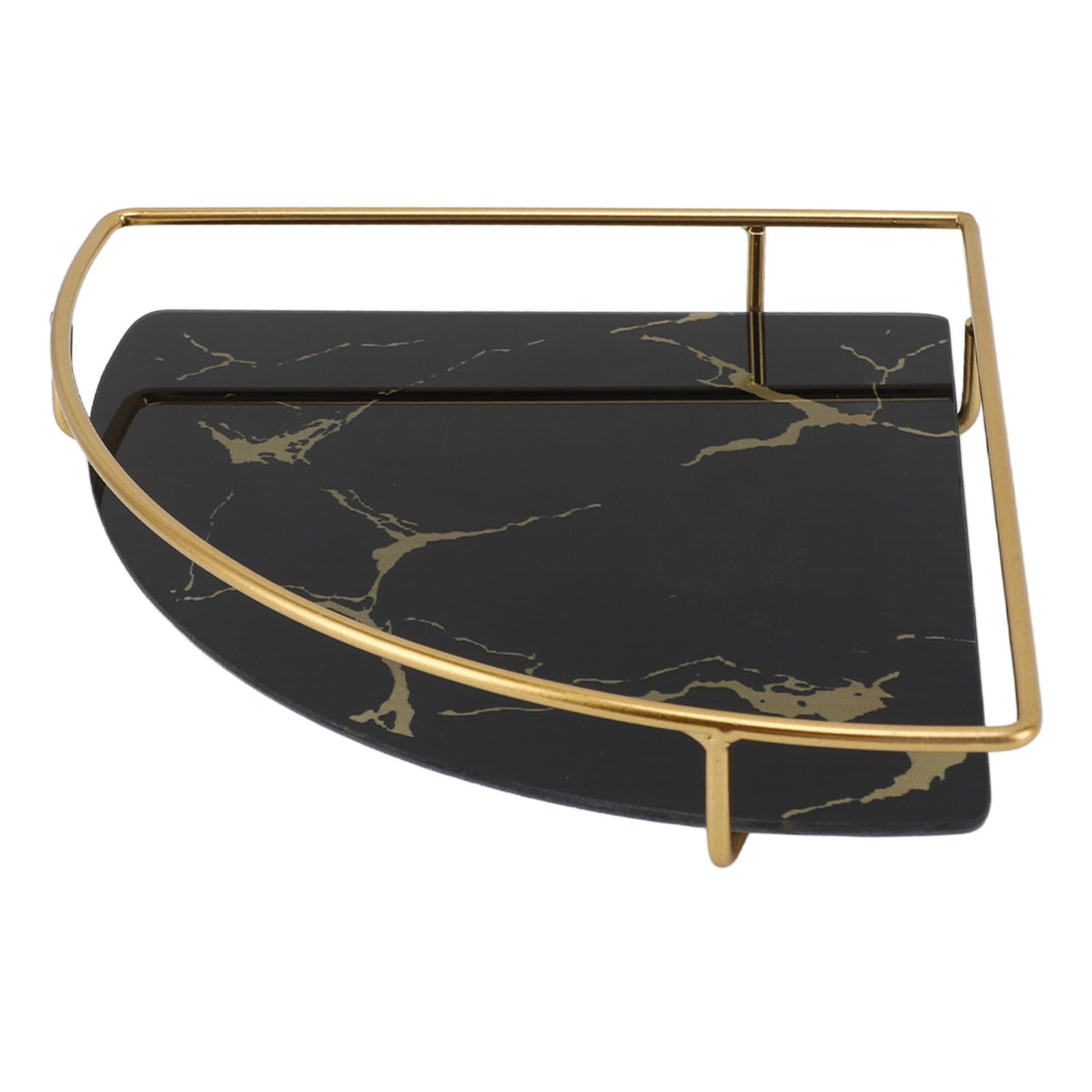 Bathroom Storage Tray Light Luxury Decorative Golden Texture Triangle Bathroom Organiser Tray for Soap Towel Paper Napkins Jewellery Makeup Black