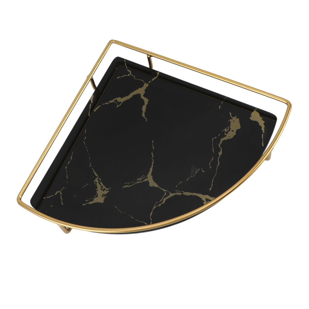 Bathroom Storage Tray Light Luxury Decorative Golden Texture Triangle Bathroom Organiser Tray for Soap Towel Paper Napkins Jewellery Makeup Black