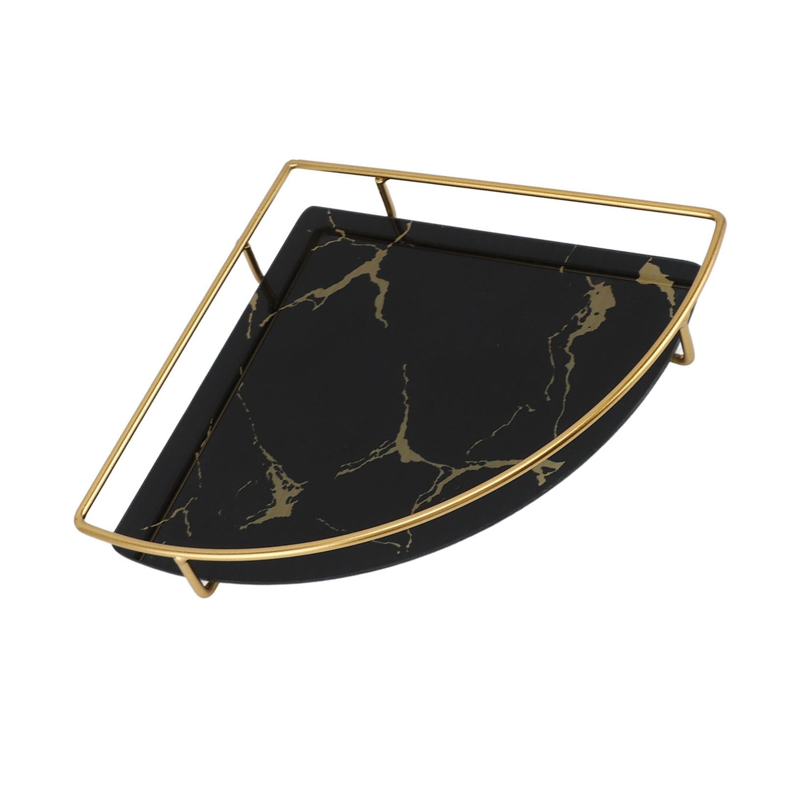 Bathroom Storage Tray Light Luxury Decorative Golden Texture Triangle Bathroom Organiser Tray for Soap Towel Paper Napkins Jewellery Makeup Black