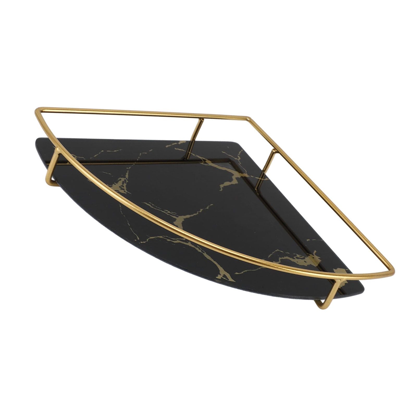 Bathroom Storage Tray Light Luxury Decorative Golden Texture Triangle Bathroom Organiser Tray for Soap Towel Paper Napkins Jewellery Makeup Black