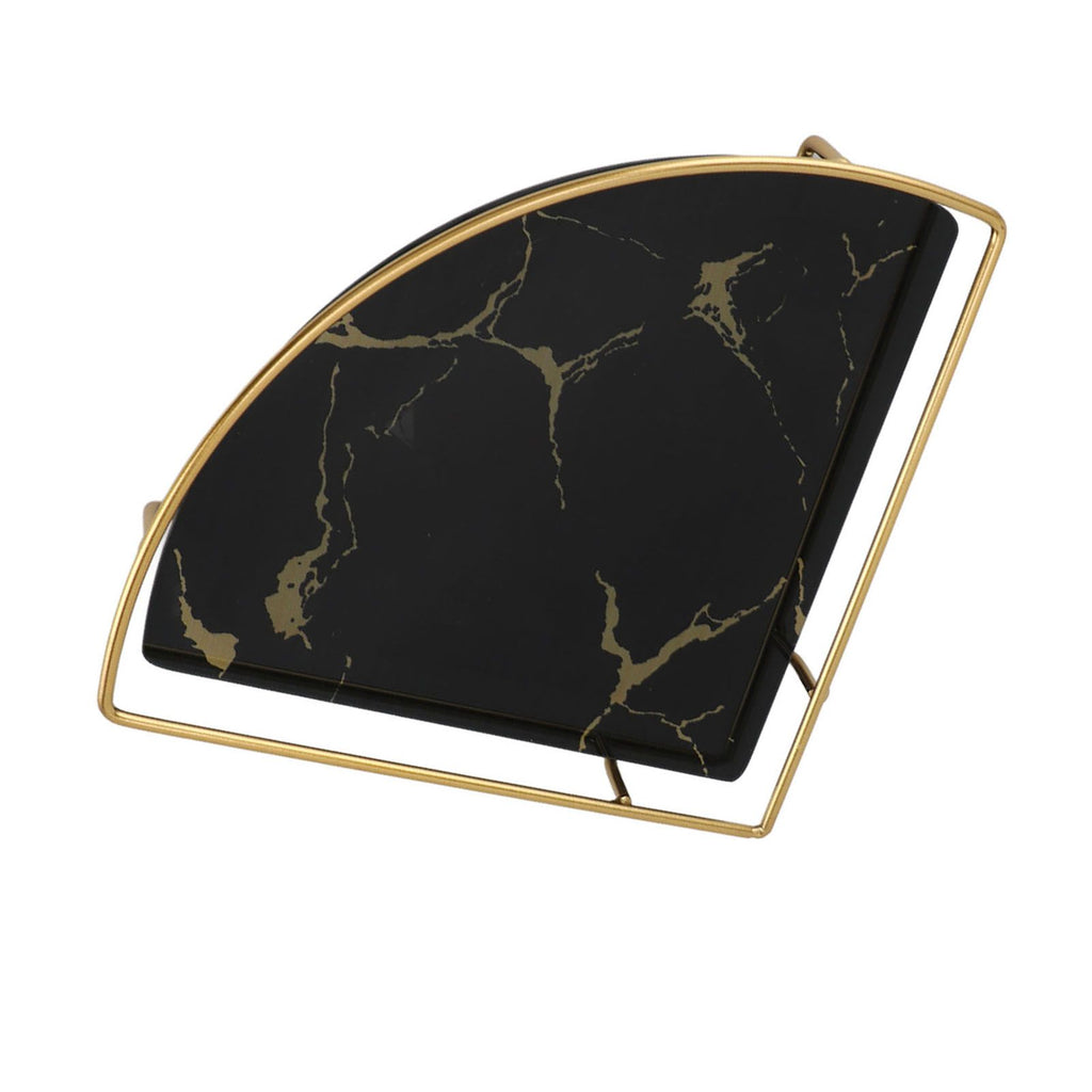 Bathroom Storage Tray Light Luxury Decorative Golden Texture Triangle Bathroom Organiser Tray for Soap Towel Paper Napkins Jewellery Makeup Black