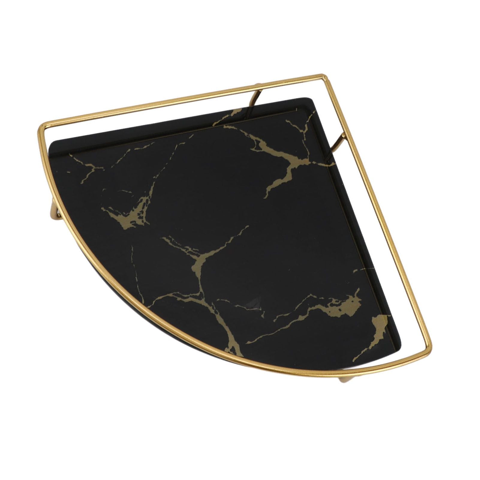Bathroom Storage Tray Light Luxury Decorative Golden Texture Triangle Bathroom Organiser Tray for Soap Towel Paper Napkins Jewellery Makeup Black