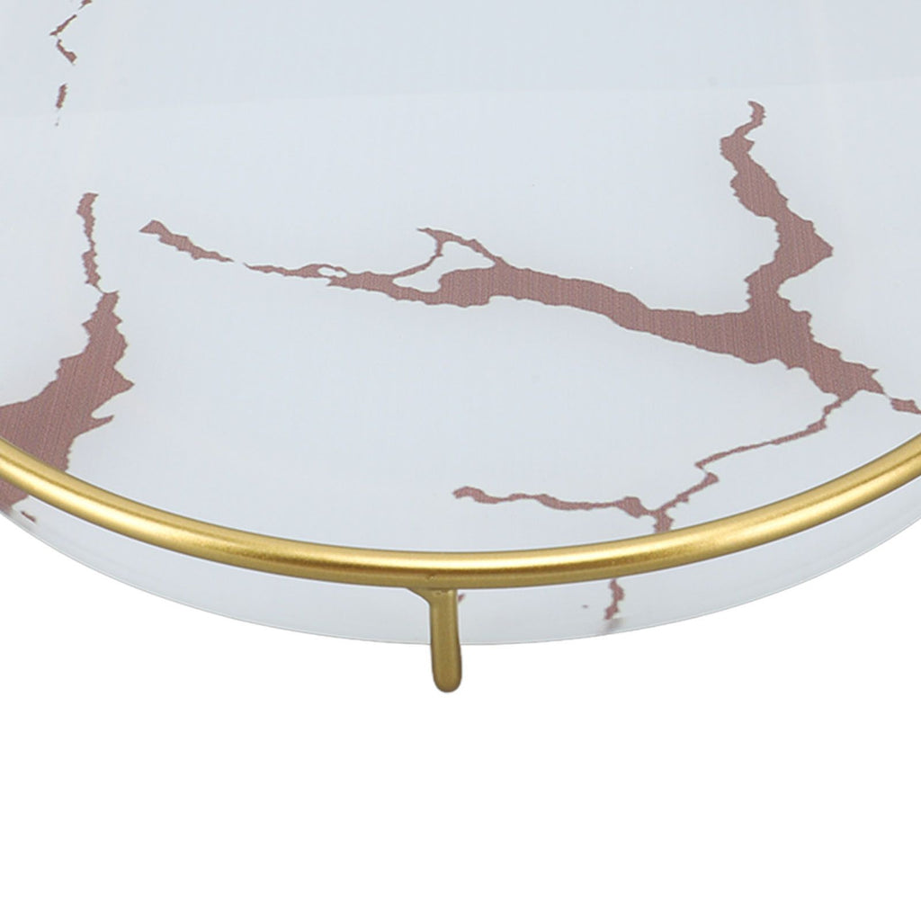 Bathroom Storage Tray Light Luxury Decorative Golden Texture Oval Bathroom Organiser Tray for Soap Towel Paper Napkins Jewellery Makeup White Base