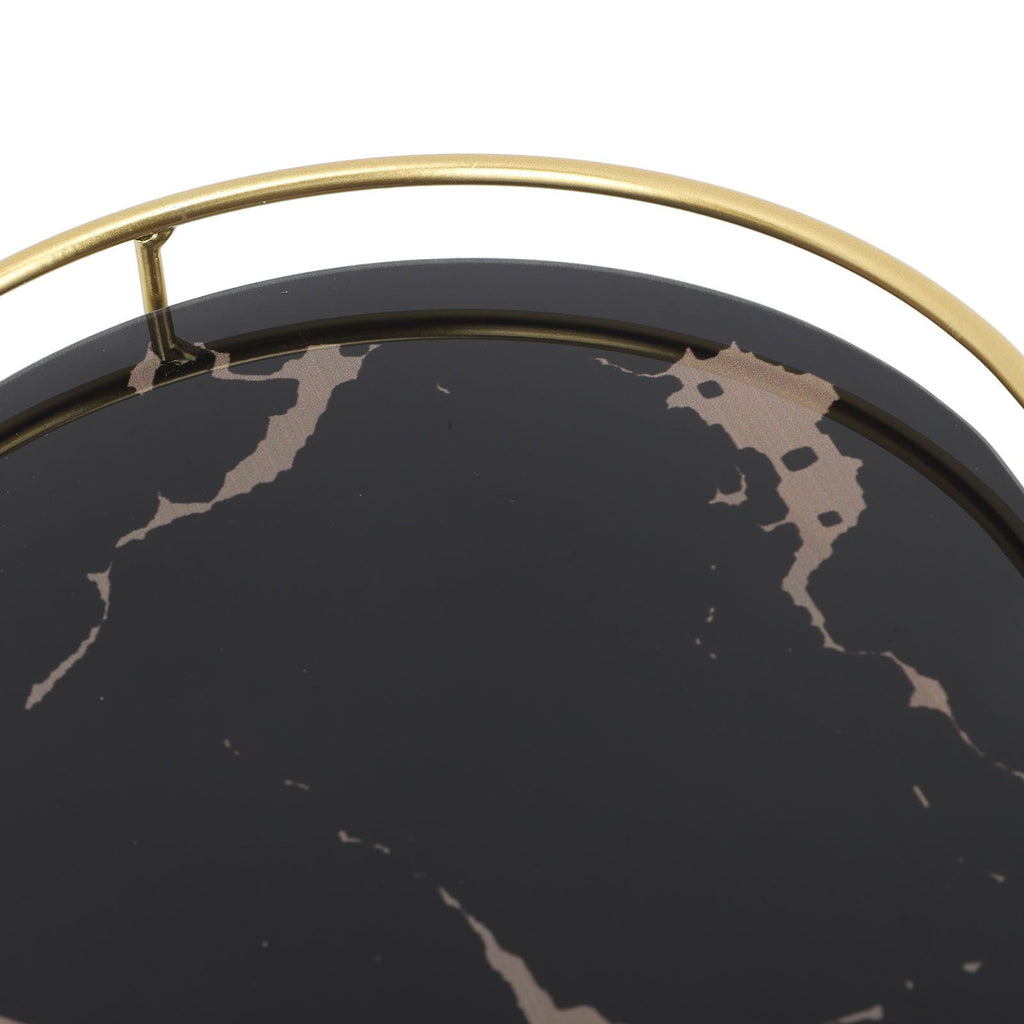 Bathroom Storage Tray Light Luxury Decorative Golden Texture Oval Bathroom Organiser Tray for Soap Towel Paper Napkins Jewellery Makeup Black Base
