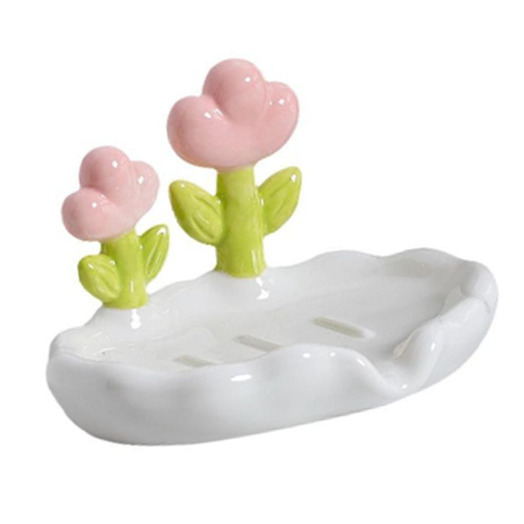 Creative Cute Flower PP Soap Box Household Soap Drain Washing Holder for Bathroom Home