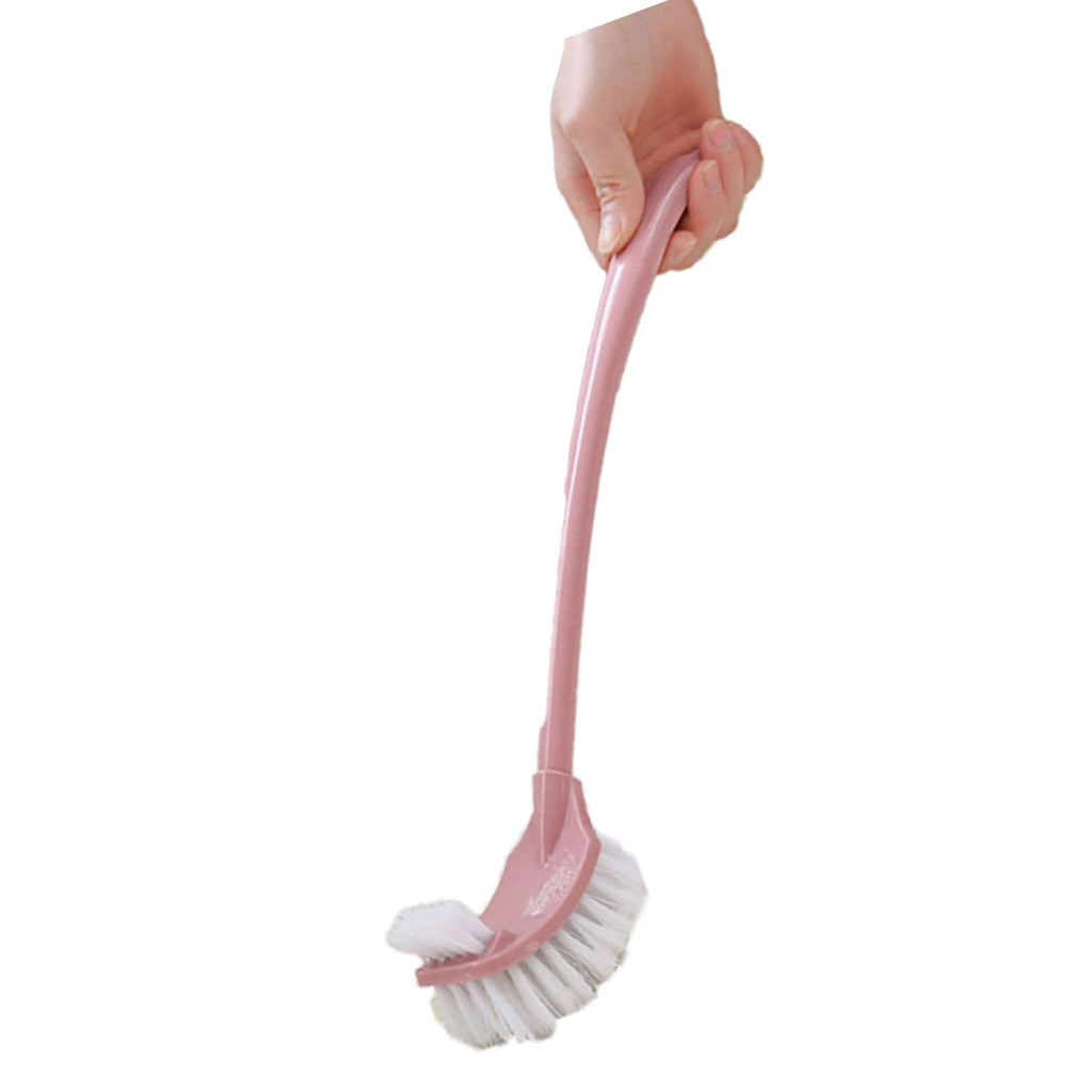 Toilet Brush Set Plastic Double Sided Brush Head Toilet Scrubber Holder Set for Home Hotel Bedroom Pink