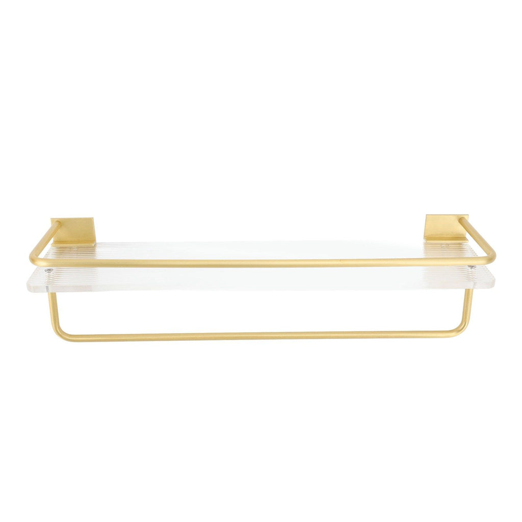 Bathroom Wall Shelf Space Aluminum and Acrylic Rustproof Punch Free Wall Mounted Floating Shelves 40cm Gold