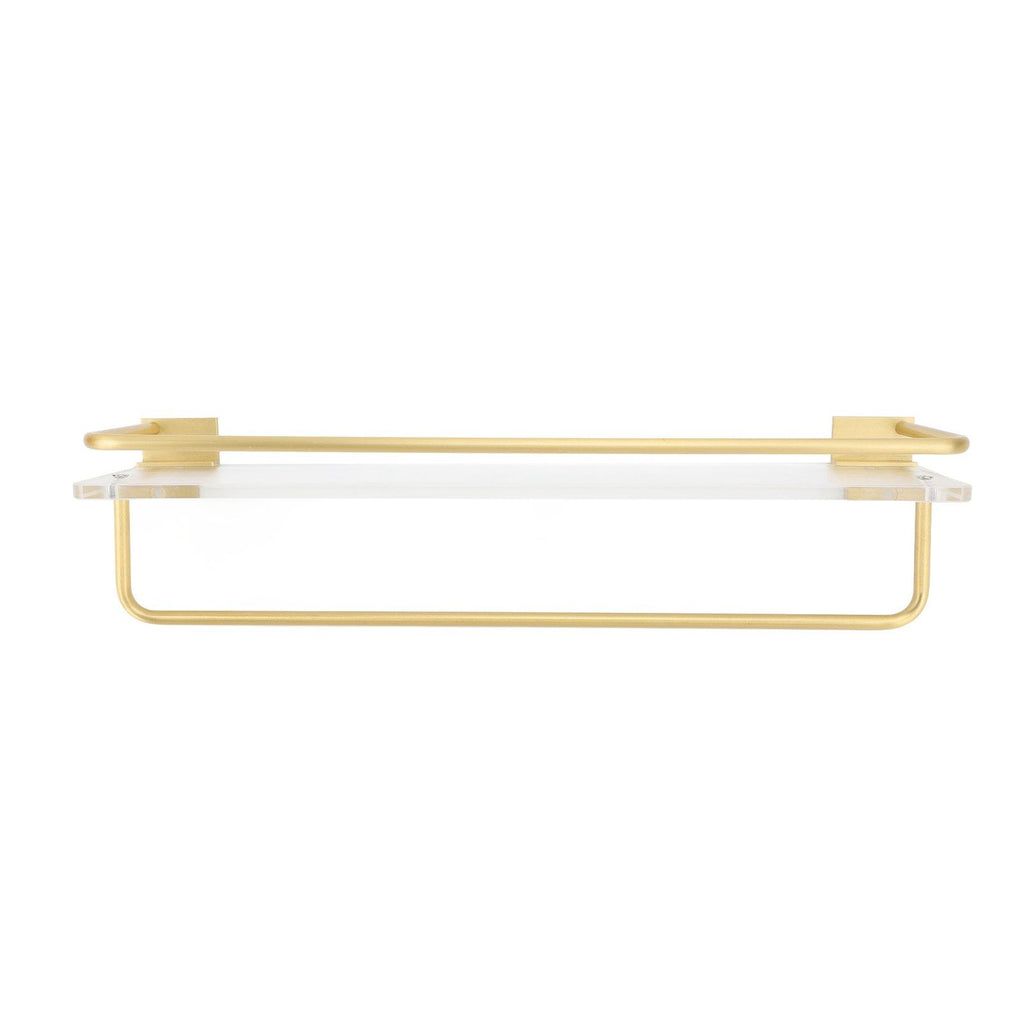 Bathroom Wall Shelf Space Aluminum and Acrylic Rustproof Punch Free Wall Mounted Floating Shelves 40cm Gold