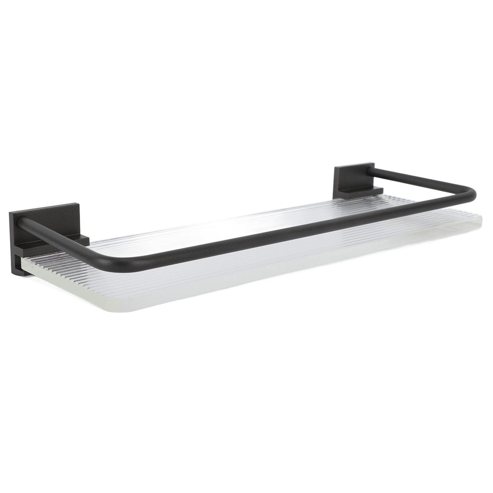 Floating Shelf Space Aluminum Acrylic Wall Mounted Decorative Storage Shelf for Kitchen Bathroom Living Room Bedroom Black