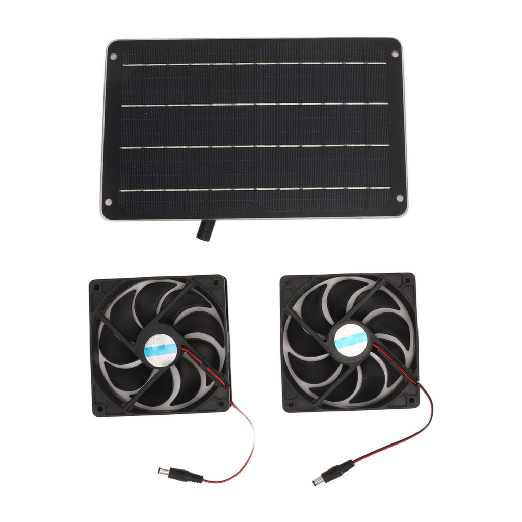 20W Solar Panel Fan Kit Heat Dissipation Ventilation Solar Powered Dual Fan with Switch for Chicken House Greenhouse Dog House