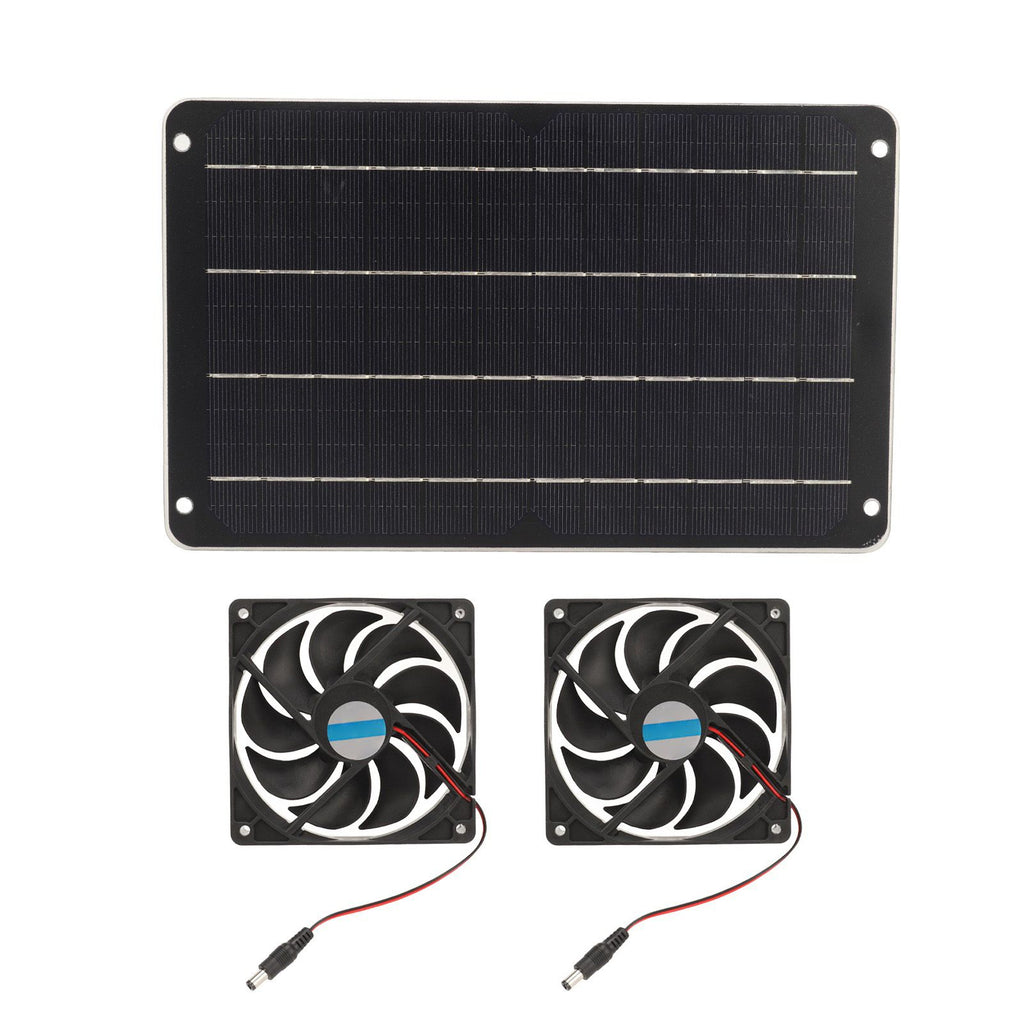 20W Solar Panel Fan Kit Heat Dissipation Ventilation Solar Powered Dual Fan with Switch for Chicken House Greenhouse Dog House