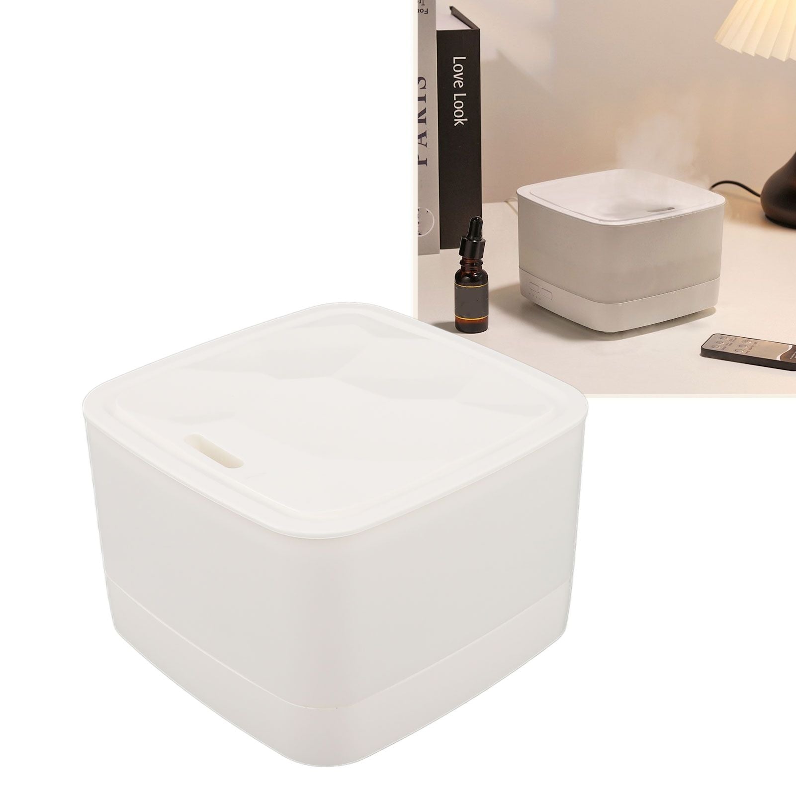 Aroma Diffuser Humidifier with Remote Control USB 5V 800mL RGB 7 Color Light Colorful Humidifier for Bedroom White