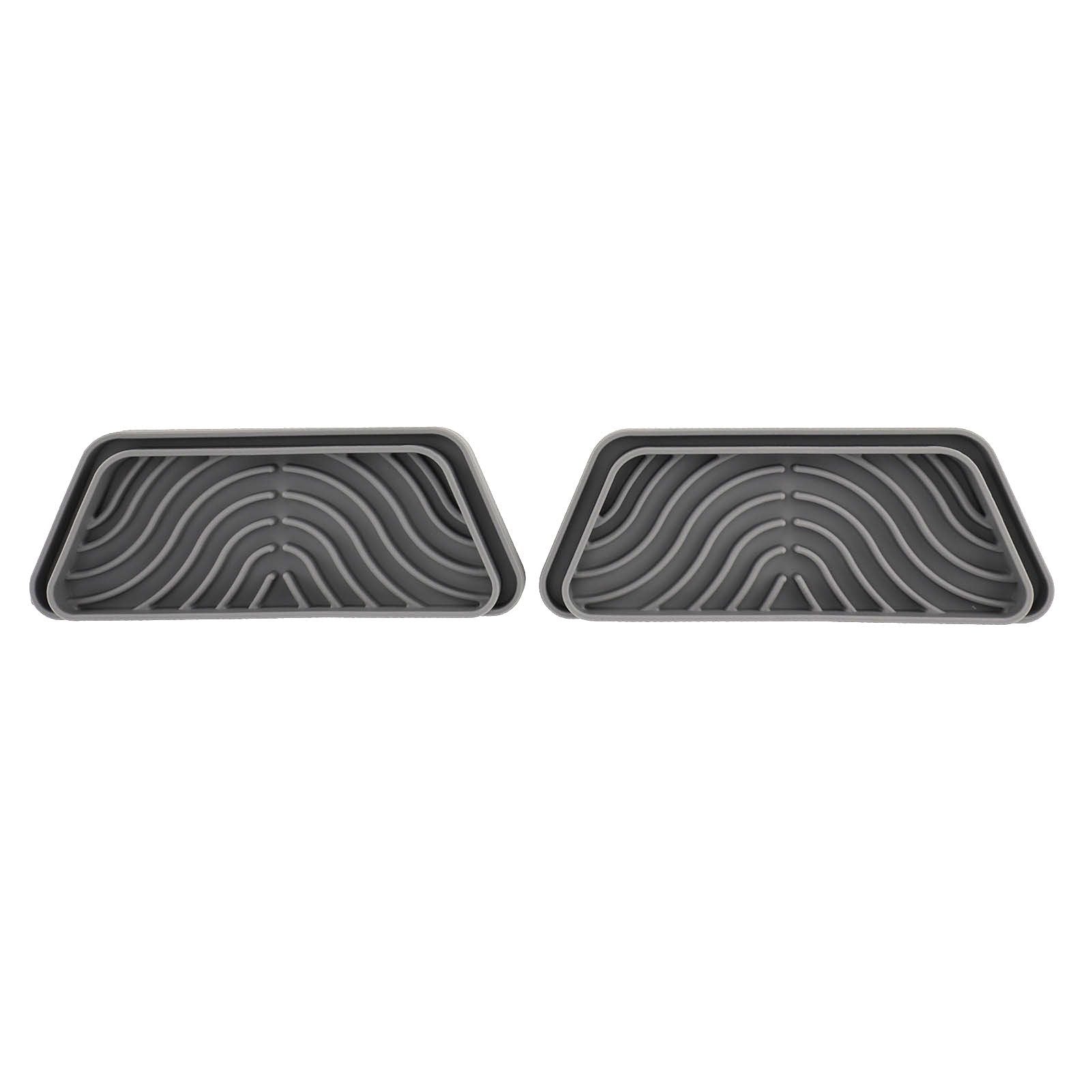 2Pcs Refrigerator Water Drip Tray Catcher Trapezoidal Silicone Refrigerator Drip Tray Catcher for GE for Samsung Grey
