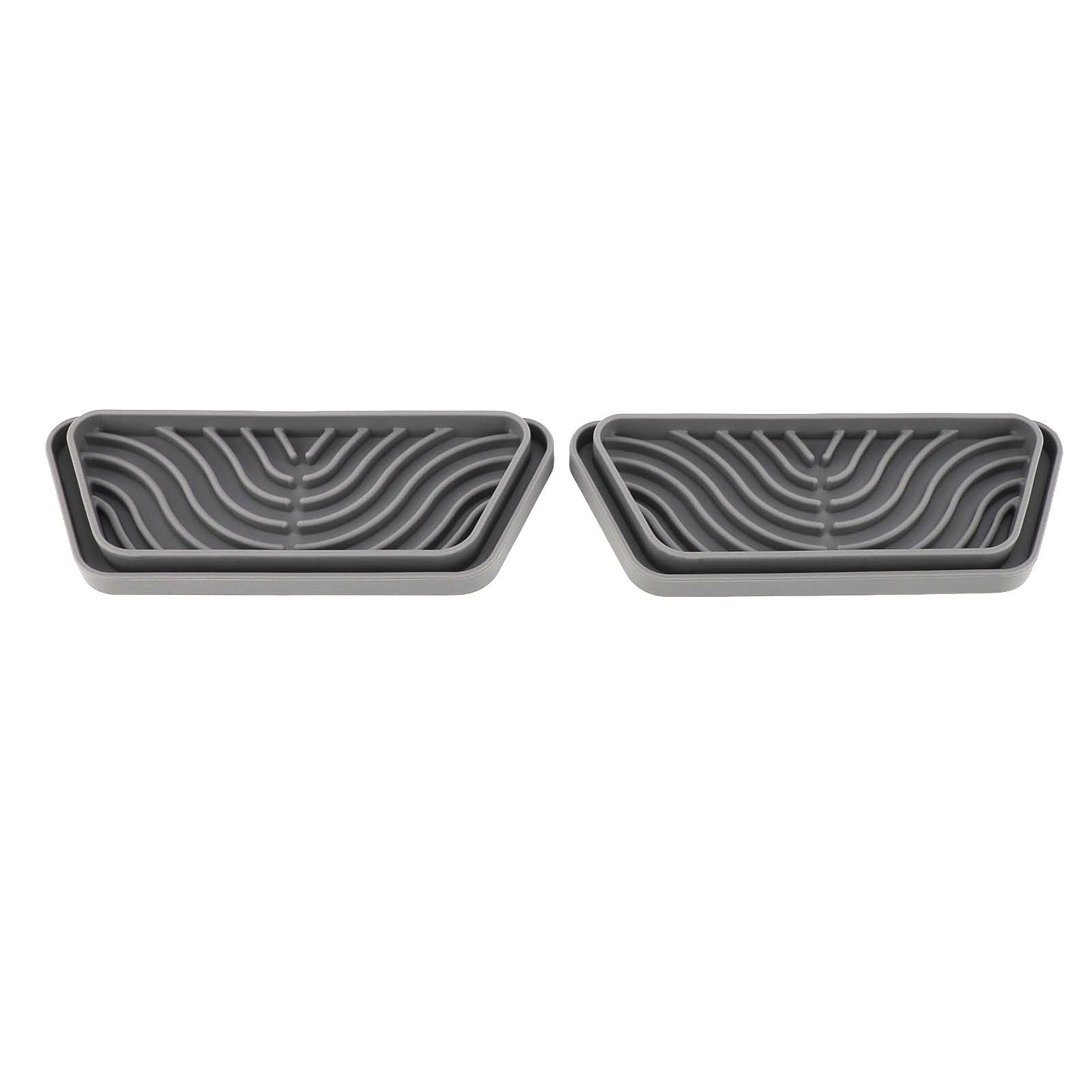 2Pcs Refrigerator Water Drip Tray Catcher Trapezoidal Silicone Refrigerator Drip Tray Catcher for GE for Samsung Grey