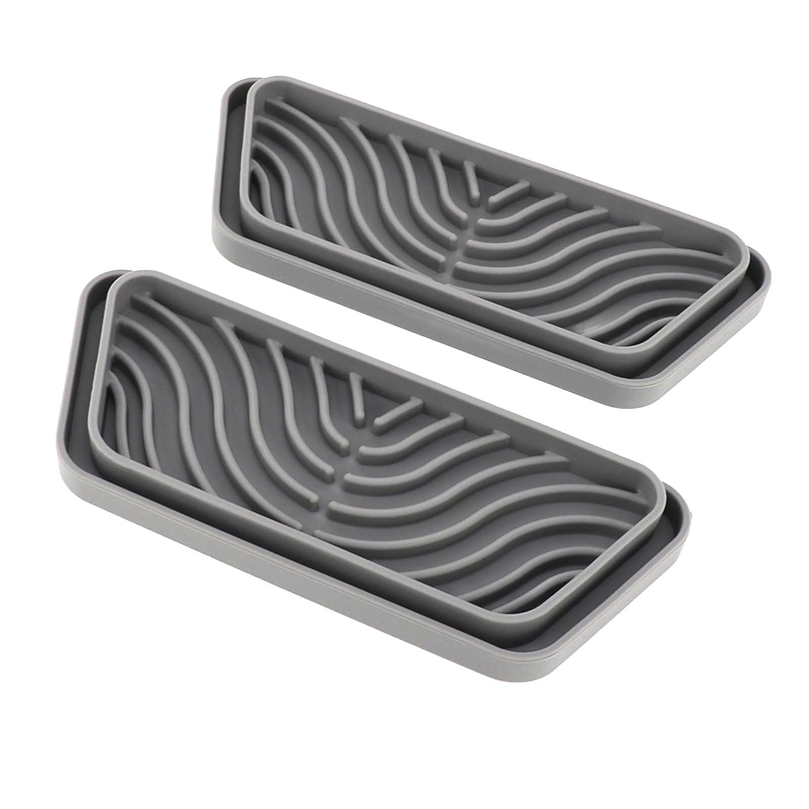 2Pcs Refrigerator Water Drip Tray Catcher Trapezoidal Silicone Refrigerator Drip Tray Catcher for GE for Samsung Grey