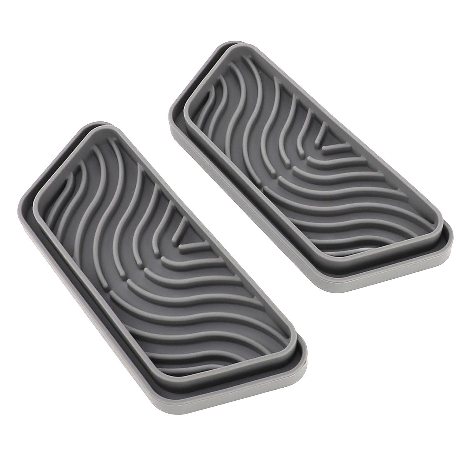 2Pcs Refrigerator Water Drip Tray Catcher Trapezoidal Silicone Refrigerator Drip Tray Catcher for GE for Samsung Grey