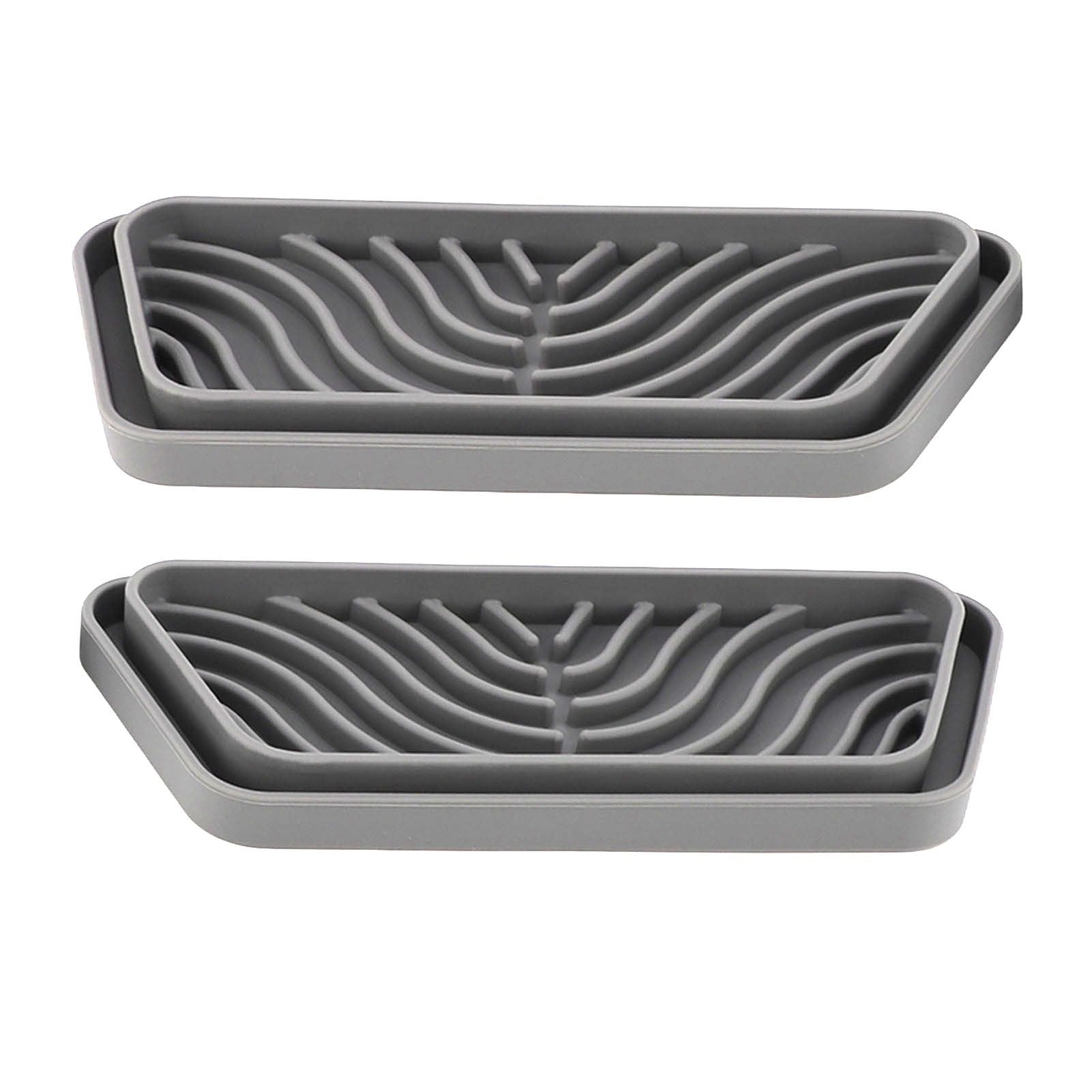 2Pcs Refrigerator Water Drip Tray Catcher Trapezoidal Silicone Refrigerator Drip Tray Catcher for GE for Samsung Grey