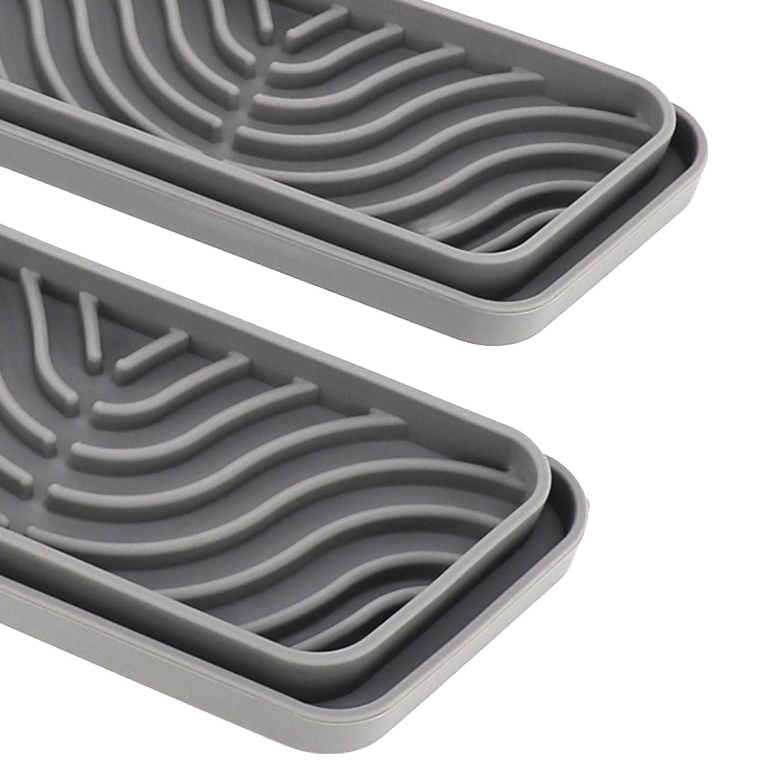 2Pcs Refrigerator Water Drip Tray Catcher Trapezoidal Silicone Refrigerator Drip Tray Catcher for GE for Samsung Grey