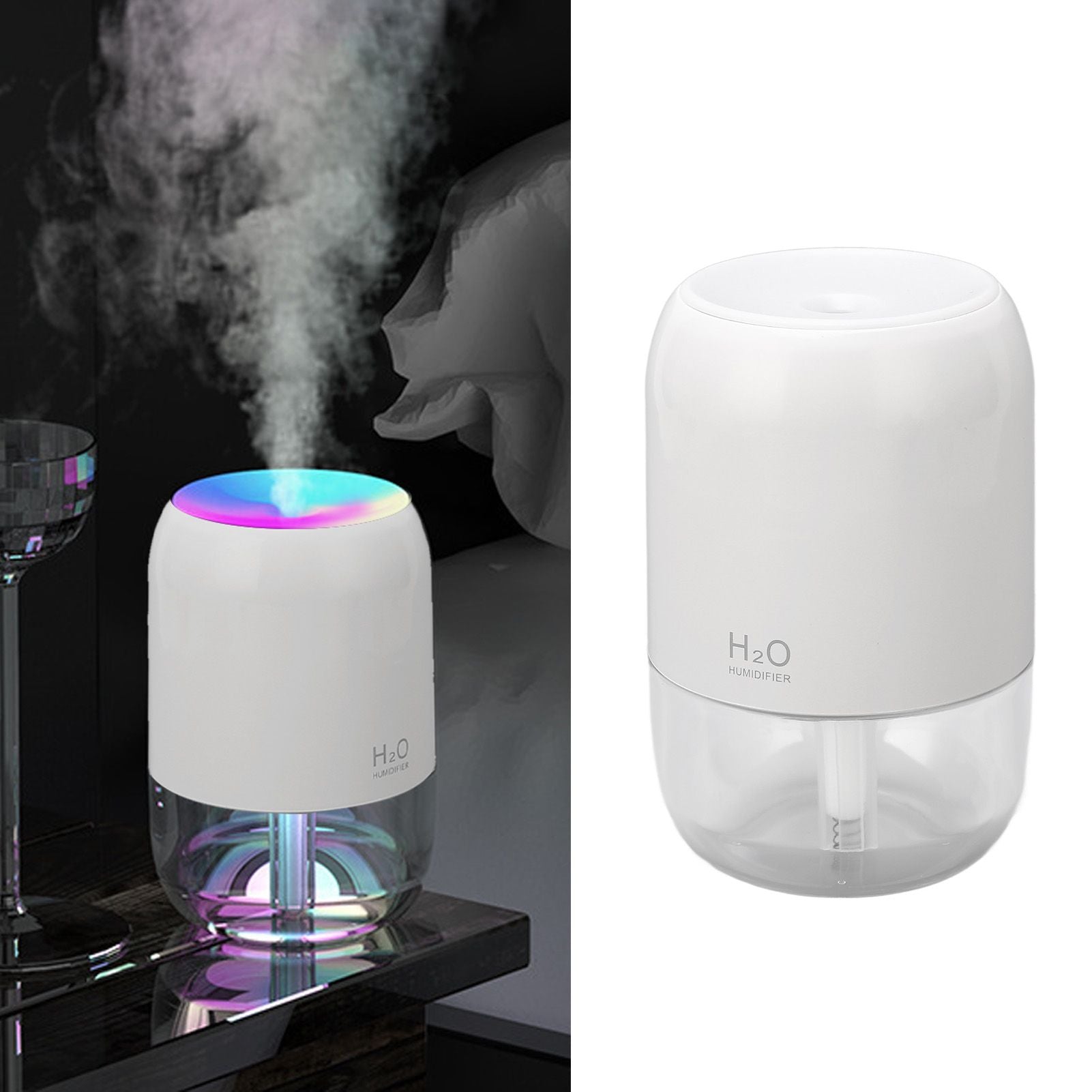 200ml Aromatherapy Diffuser Aroma Diffuser Aromatherapy Machine Mist Humidifier with 7 Colorful Ambient Lights for Household Bedroom Car Desktop White