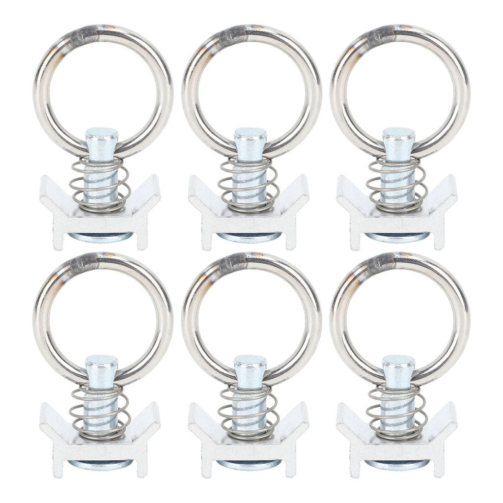 6PCS Single Stud Fitting L Track with Round Ring Stainless Steel Aluminum Cargo Control Stud Tie Down Fitting for Airline Track Logistic Installation