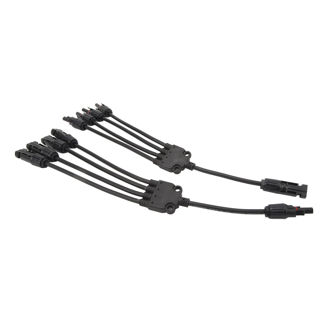 Solar Connectors 1 to 4 Y Branch Parallel Adapter Cable Wire Plug Tool Kit for Solar Panel
