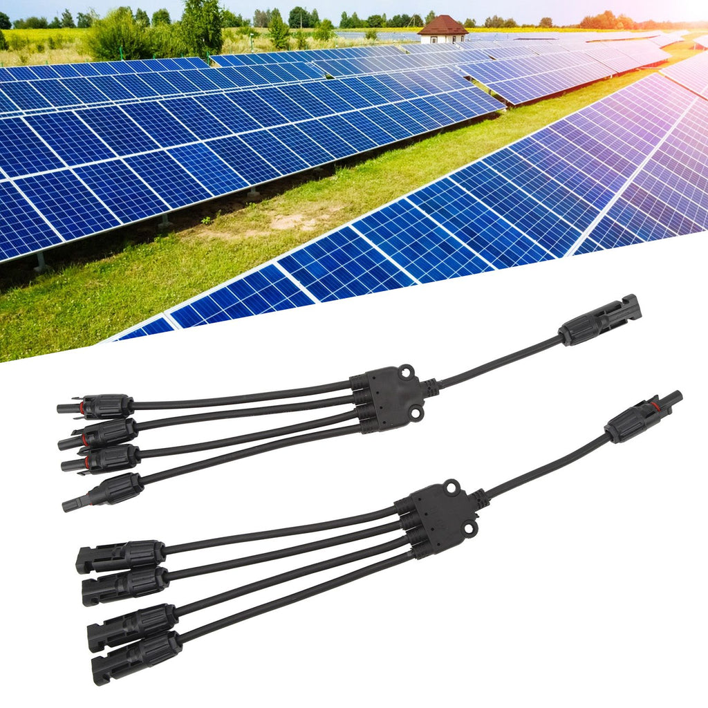 Solar Connectors 1 to 4 Y Branch Parallel Adapter Cable Wire Plug Tool Kit for Solar Panel