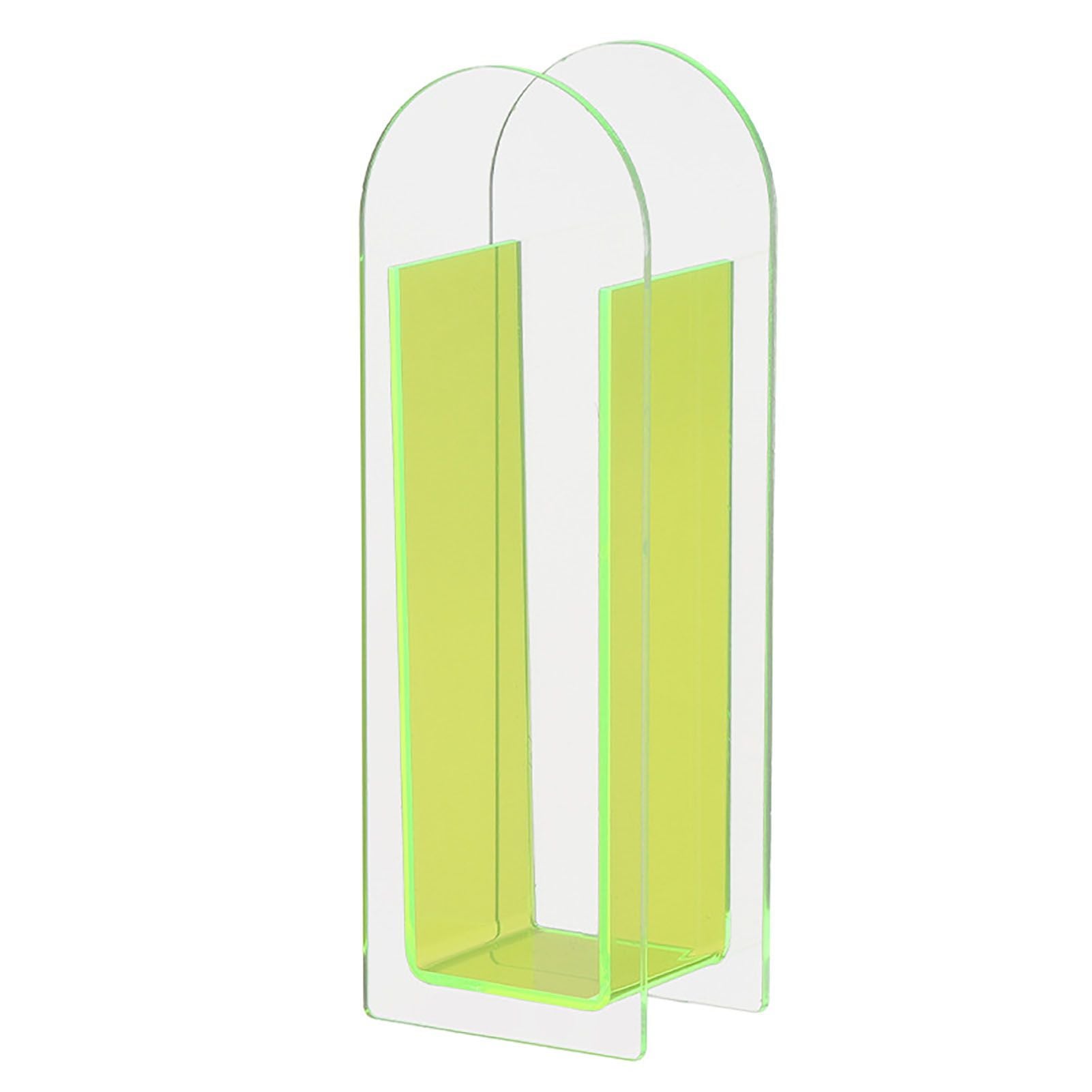 Modern Acrylic Clear Vase Colorful Acrylic Flower Vase for Wedding Party Home Table Decor Semi Colorful Fluorescent Green
