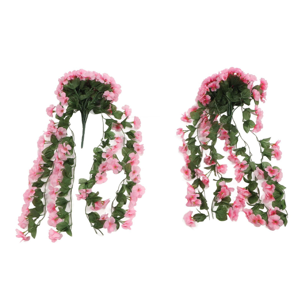 2PCS Artificial Violet Hanging Flowers Simulation Plastic Fake Plants for Decoration Garden Patio Wedding Porch Outdoor Pink