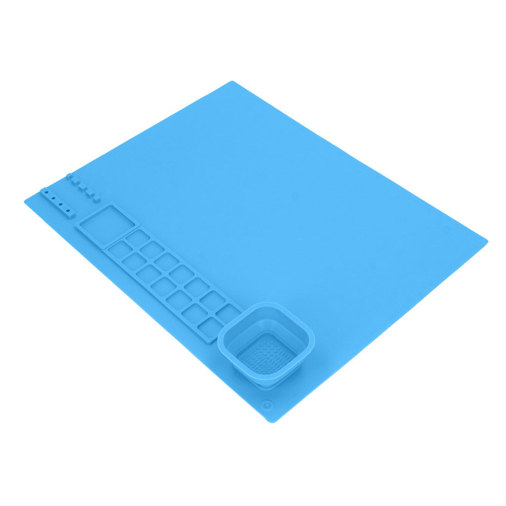Silicone Painting Mat with Cup DIY Cultivate Artistic Talent Easy To Wipe Silicone Art Mat for Boys Girls Art Supplies Blue