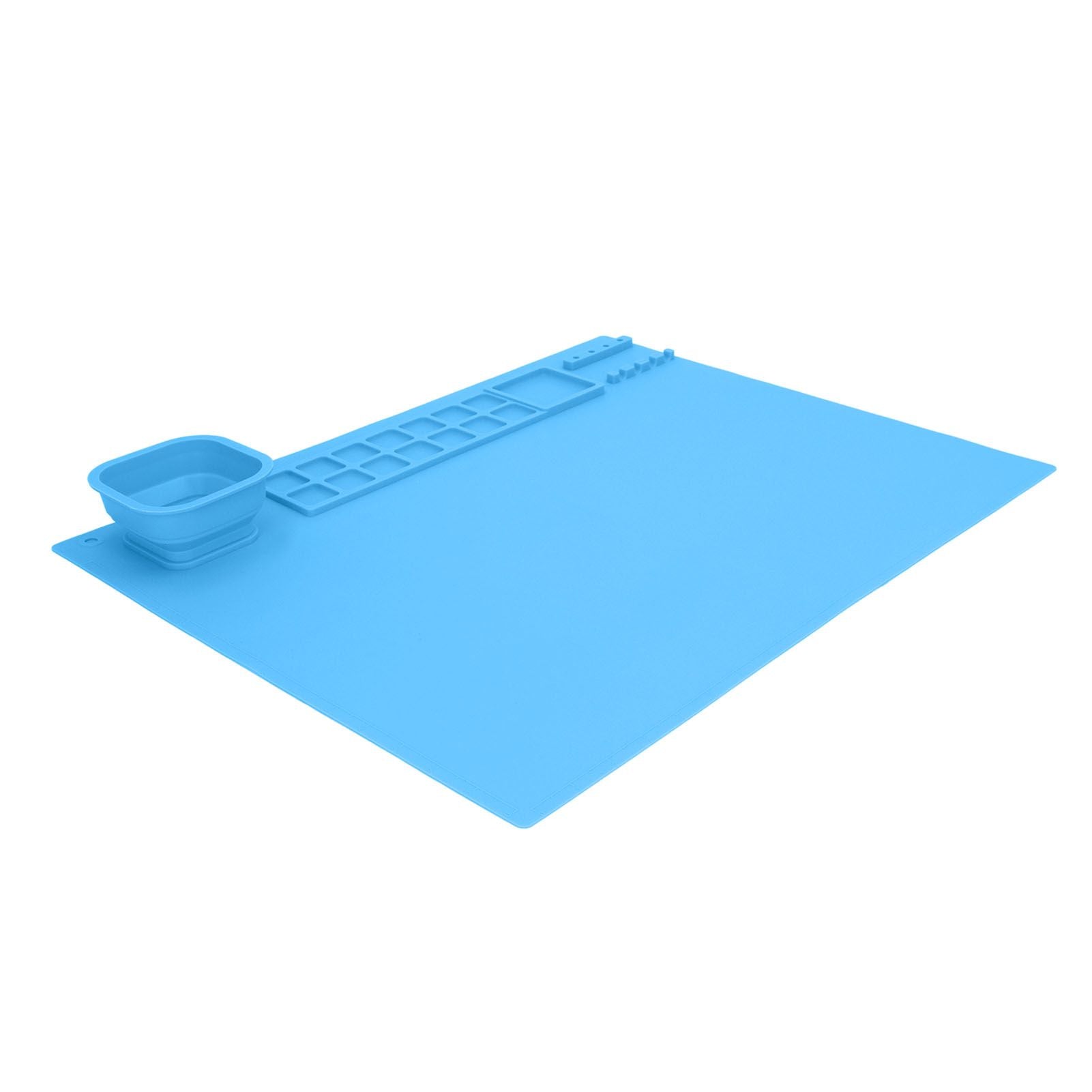 Silicone Painting Mat with Cup DIY Cultivate Artistic Talent Easy To Wipe Silicone Art Mat for Boys Girls Art Supplies Blue