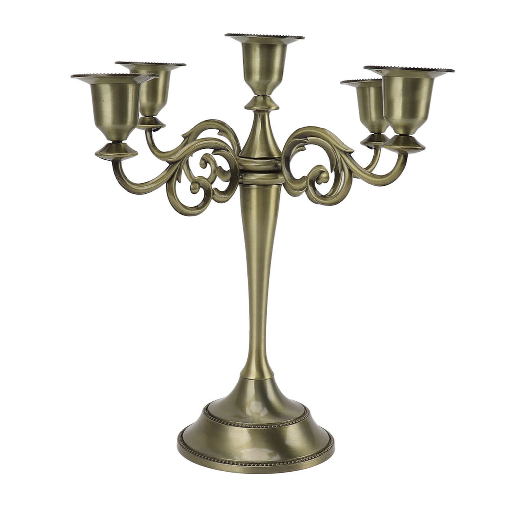 5 Arm Candlestick Holder Iron Retro Decorative Candle Holder Centerpiece for Home Church Cyan