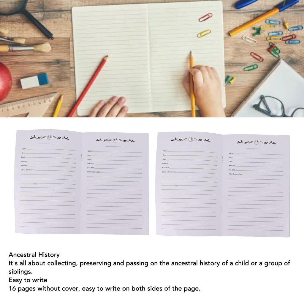 2Pcs Family Tree Notebook 16 Pages Double Sides Family History Record Book Workbook for Family Office Stationery