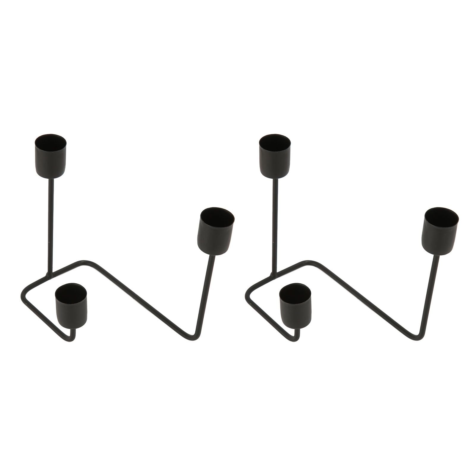 2 Pcs 3 Arm Candle Holder Black Simple Modern Candlestick Holder Decorative Candelabra for Wedding Party