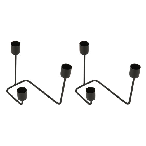 2 Pcs 3 Arm Candle Holder Black Simple Modern Candlestick Holder Decorative Candelabra for Wedding Party