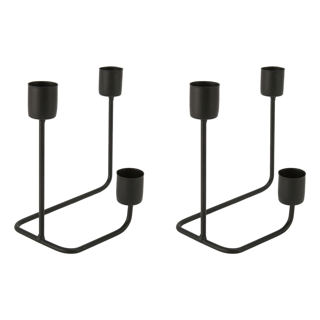 2 Pcs 3 Arm Candle Holder Black Simple Modern Candlestick Holder Decorative Candelabra for Wedding Party