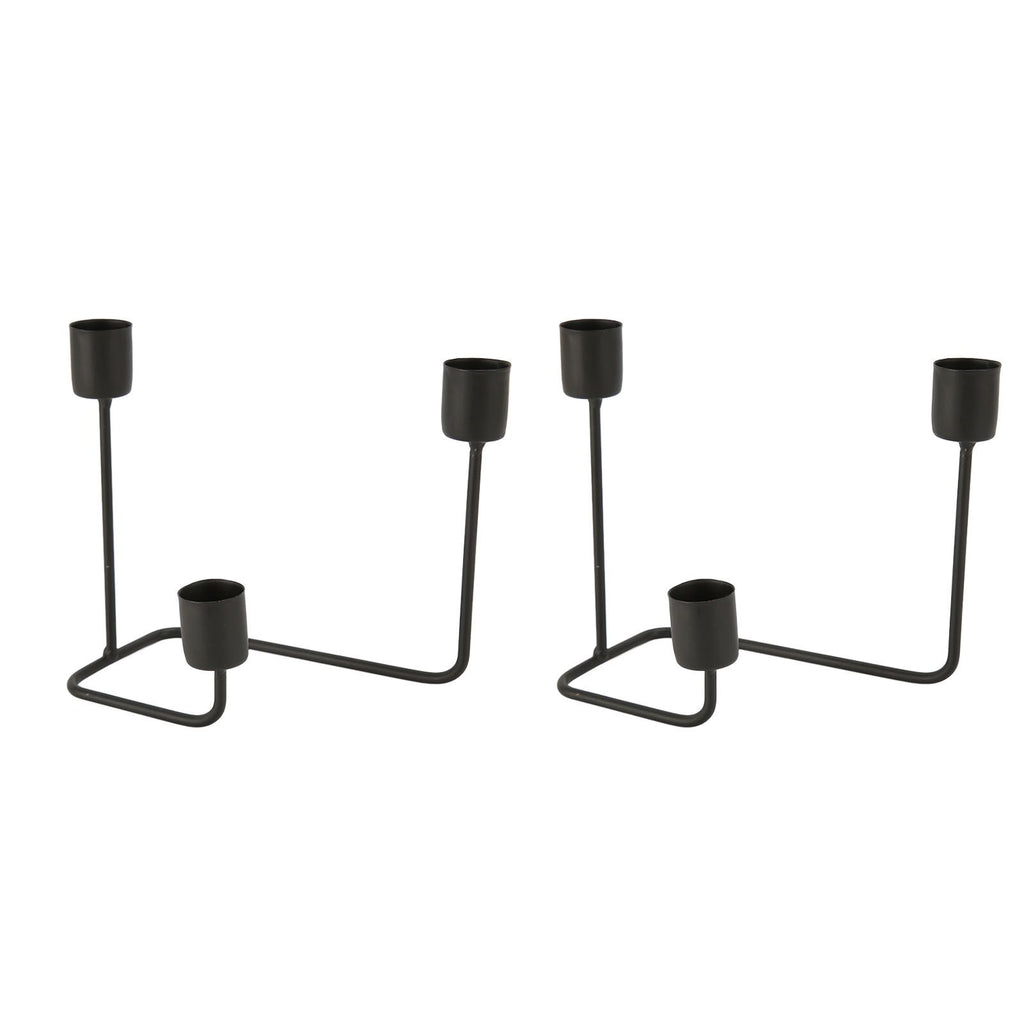 2 Pcs 3 Arm Candle Holder Black Simple Modern Candlestick Holder Decorative Candelabra for Wedding Party