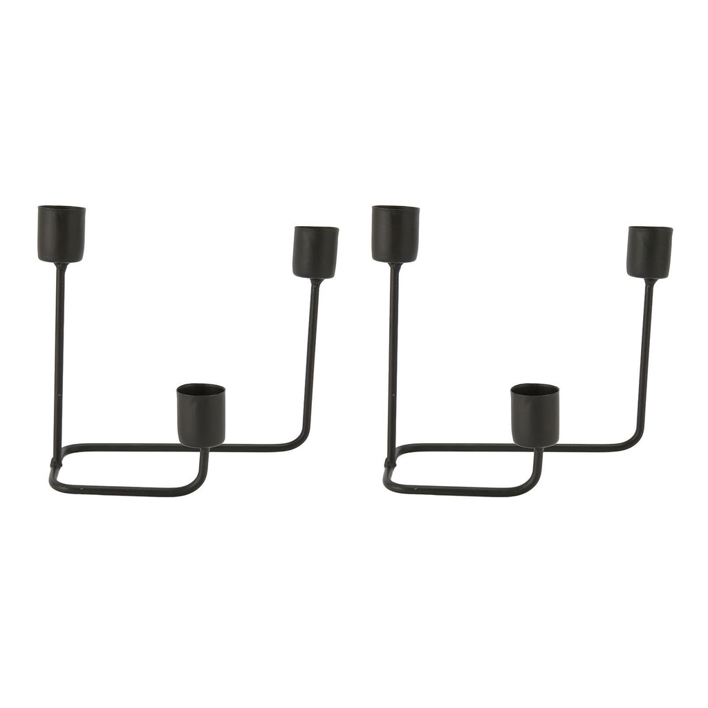 2 Pcs 3 Arm Candle Holder Black Simple Modern Candlestick Holder Decorative Candelabra for Wedding Party