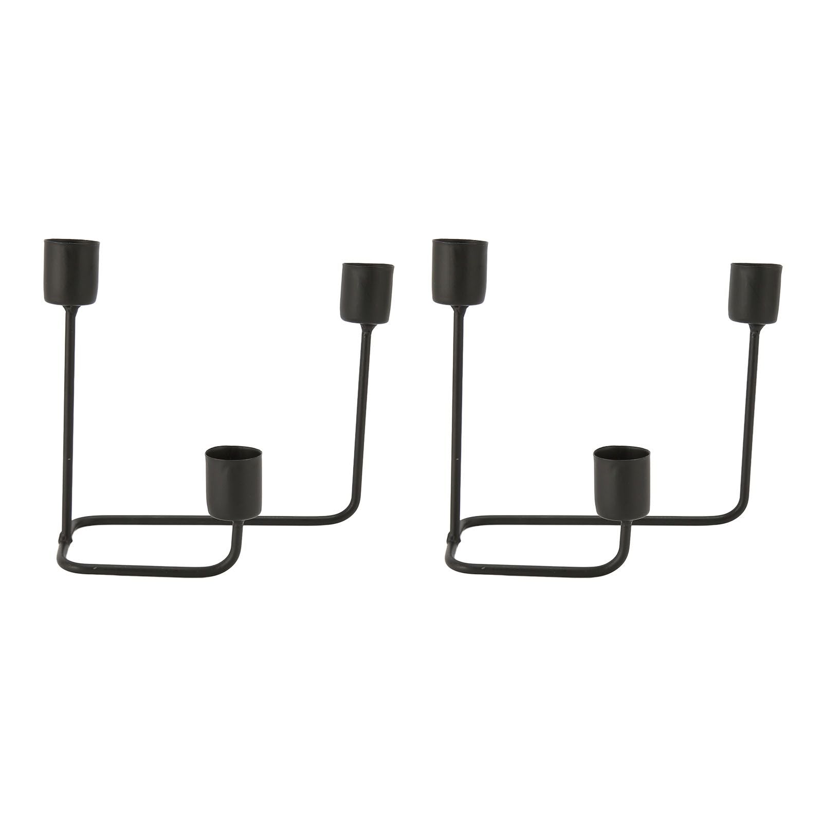 2 Pcs 3 Arm Candle Holder Black Simple Modern Candlestick Holder Decorative Candelabra for Wedding Party
