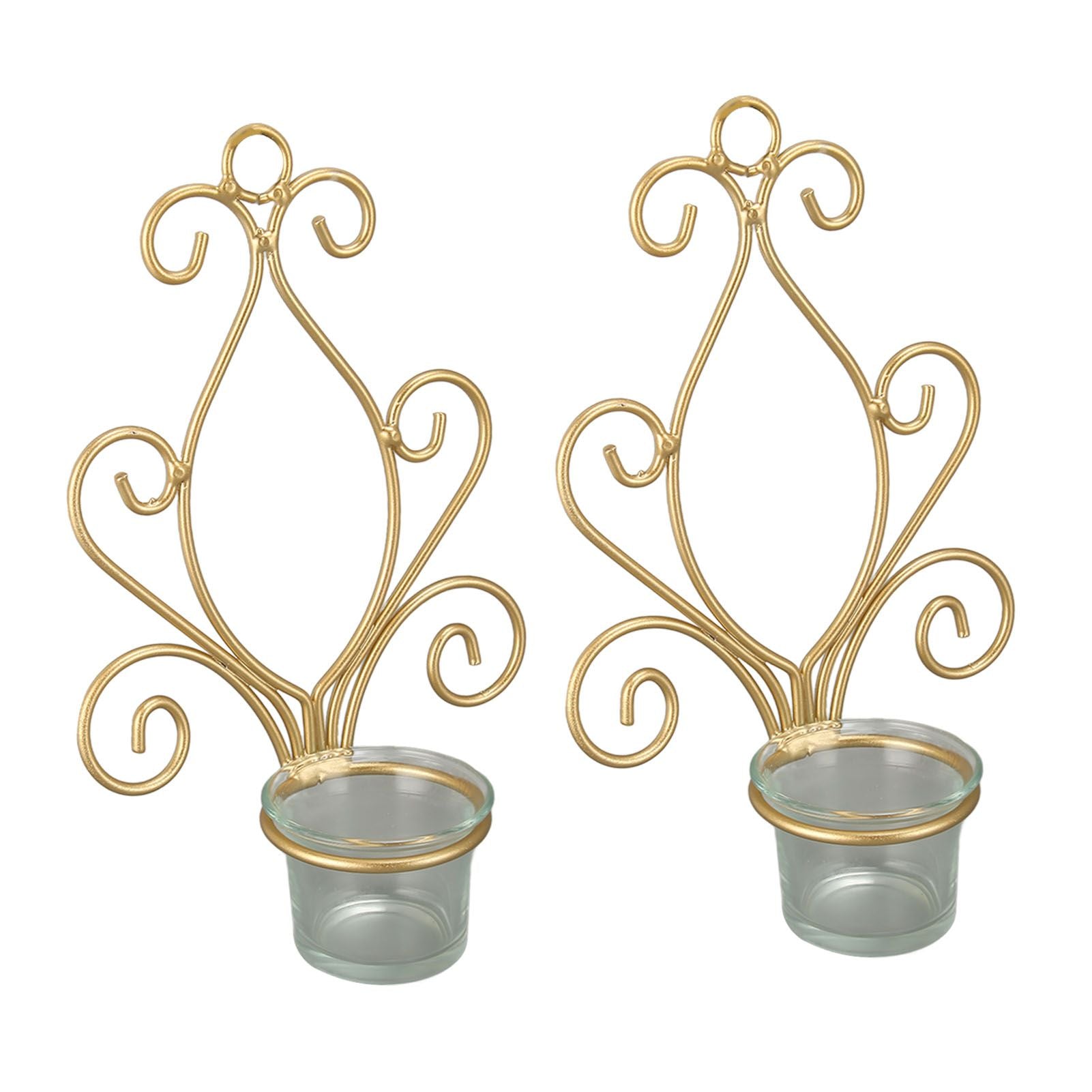 2PCS Wall Hanging Candlesticks Holder Gold Color Durable Metal Candle Holder for Wedding Decoration