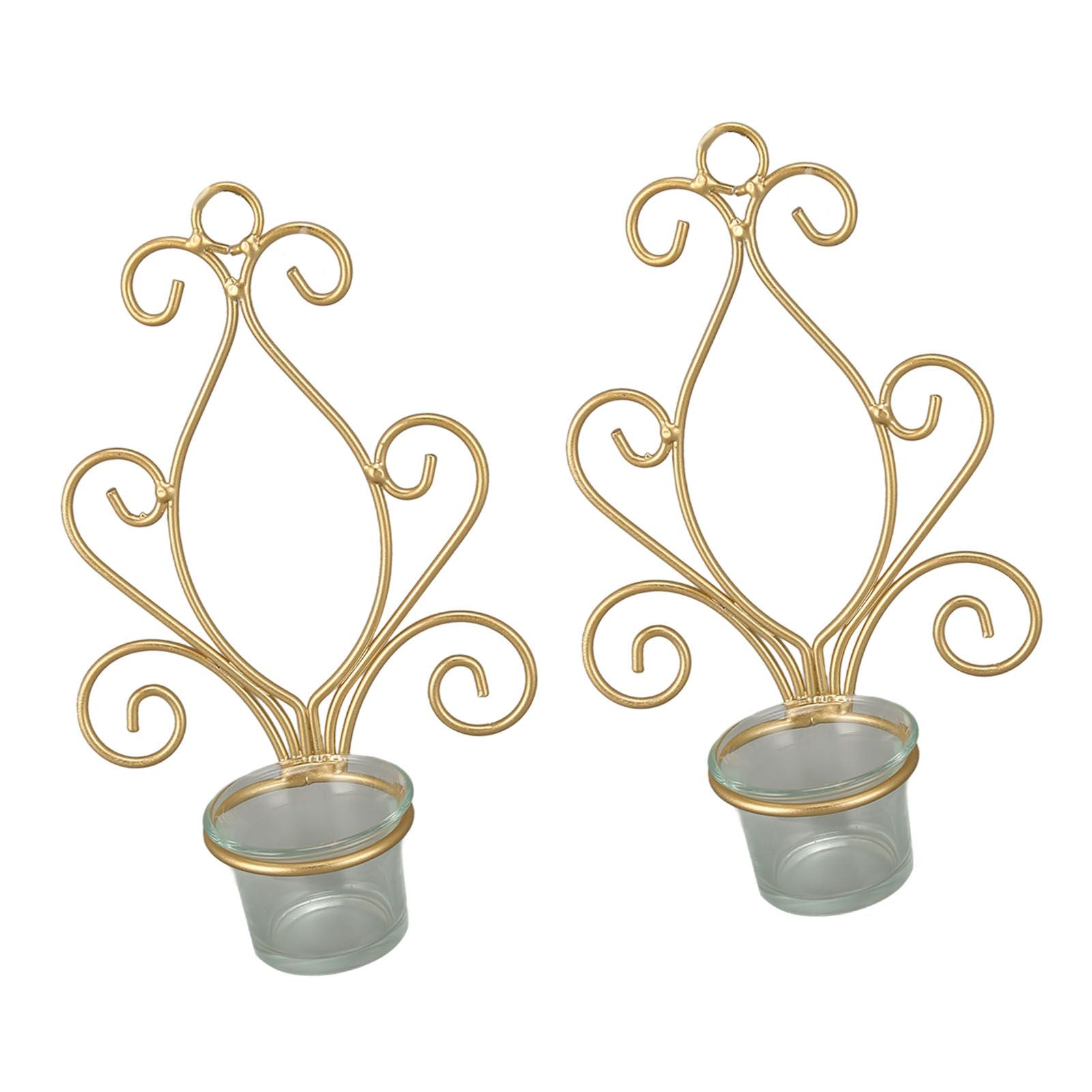 2PCS Wall Hanging Candlesticks Holder Gold Color Durable Metal Candle Holder for Wedding Decoration