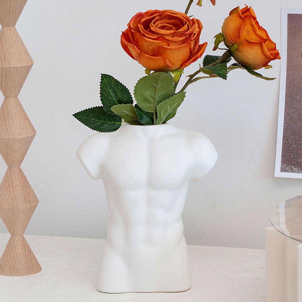 Men Body Vase Pottery Flower Vase Polished Compact Versatile Decor for Home Desk Office Living Room