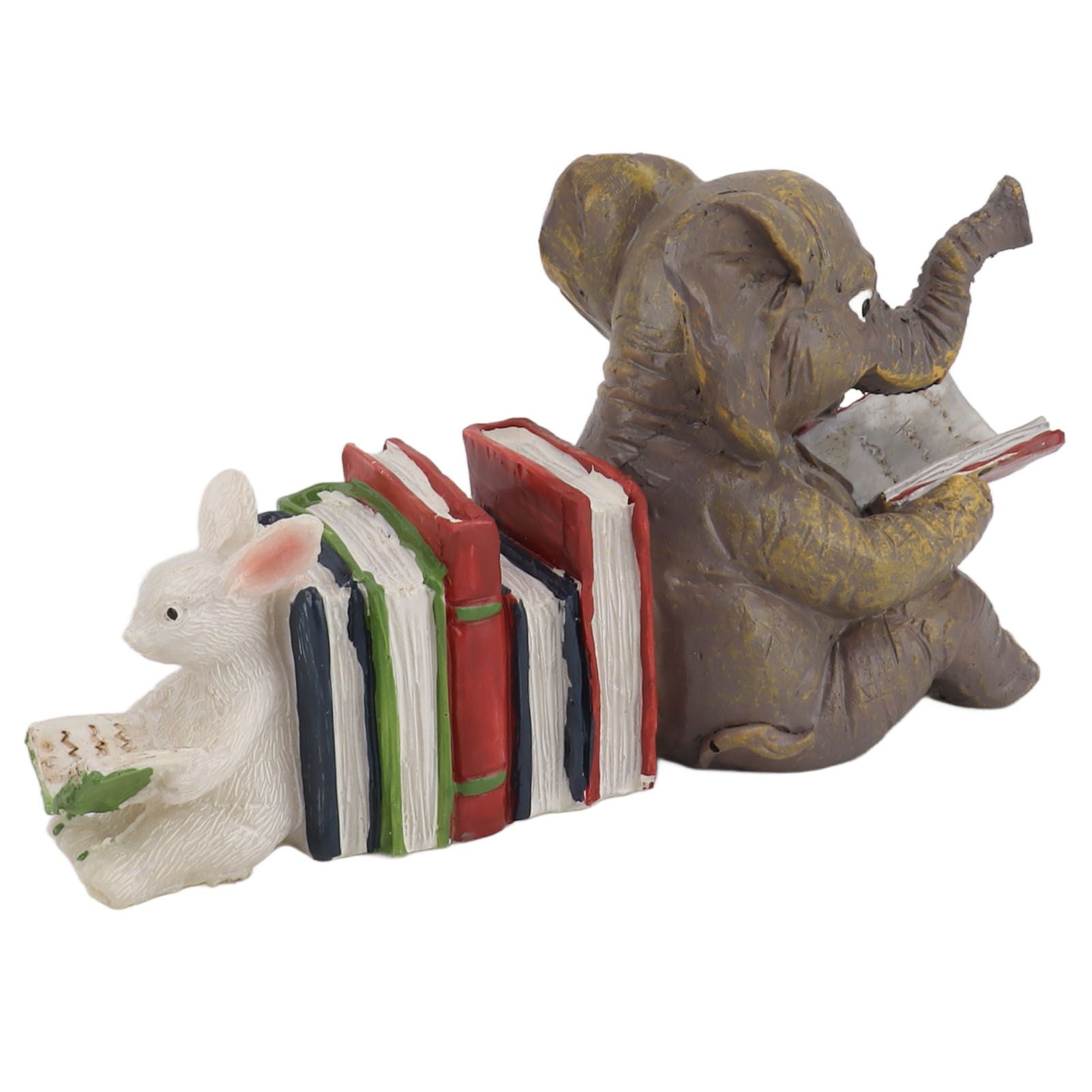 Figurine Statue Ornament Elephant Bunny Reading Resin Long Lasting Garden Sculpture Decor for Desk Outdoor Yard Office