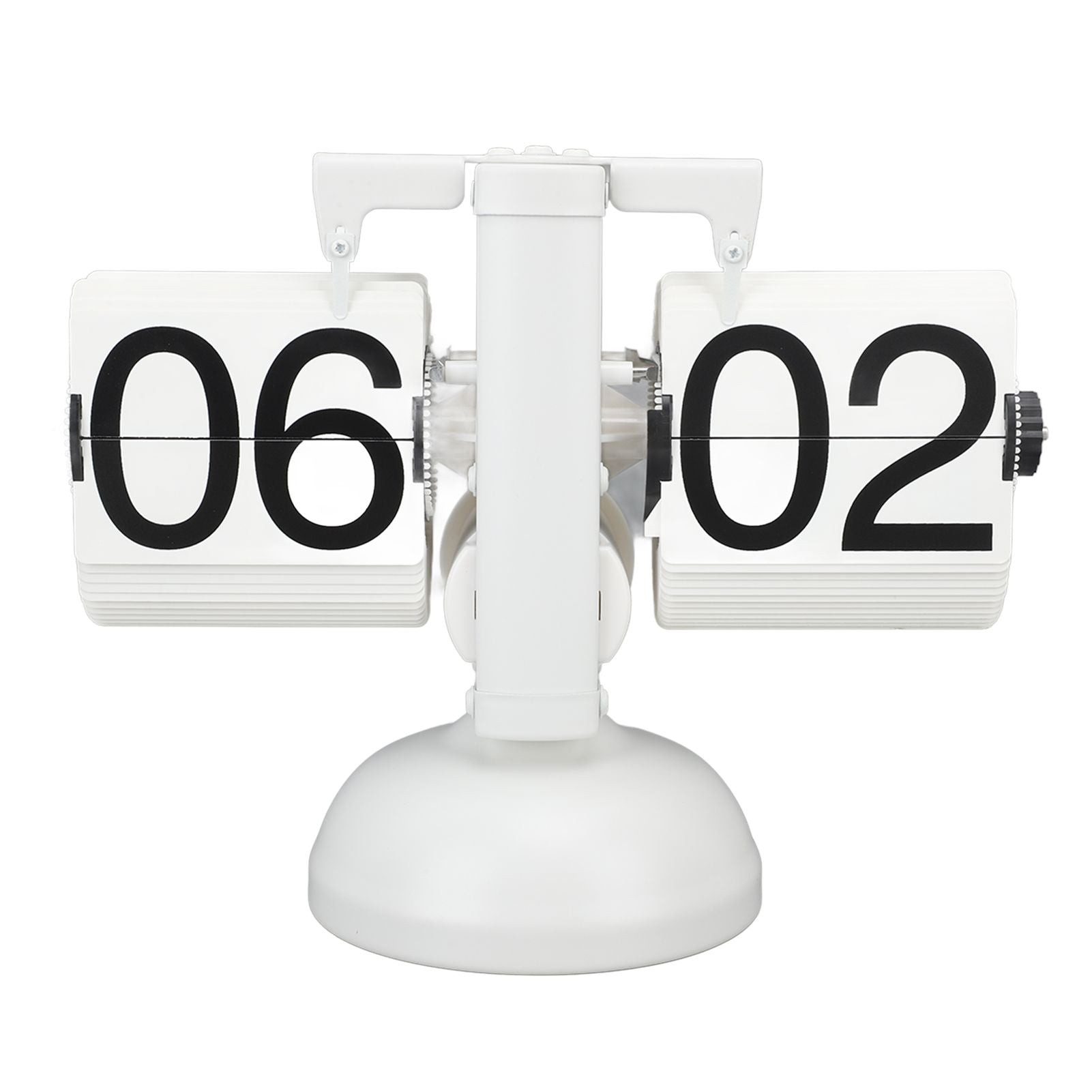 Flip Clock Large Number Battery Powered 304 Stainless Steel Tabletop Retro Flip Clock for Home Office 24 Hours All White