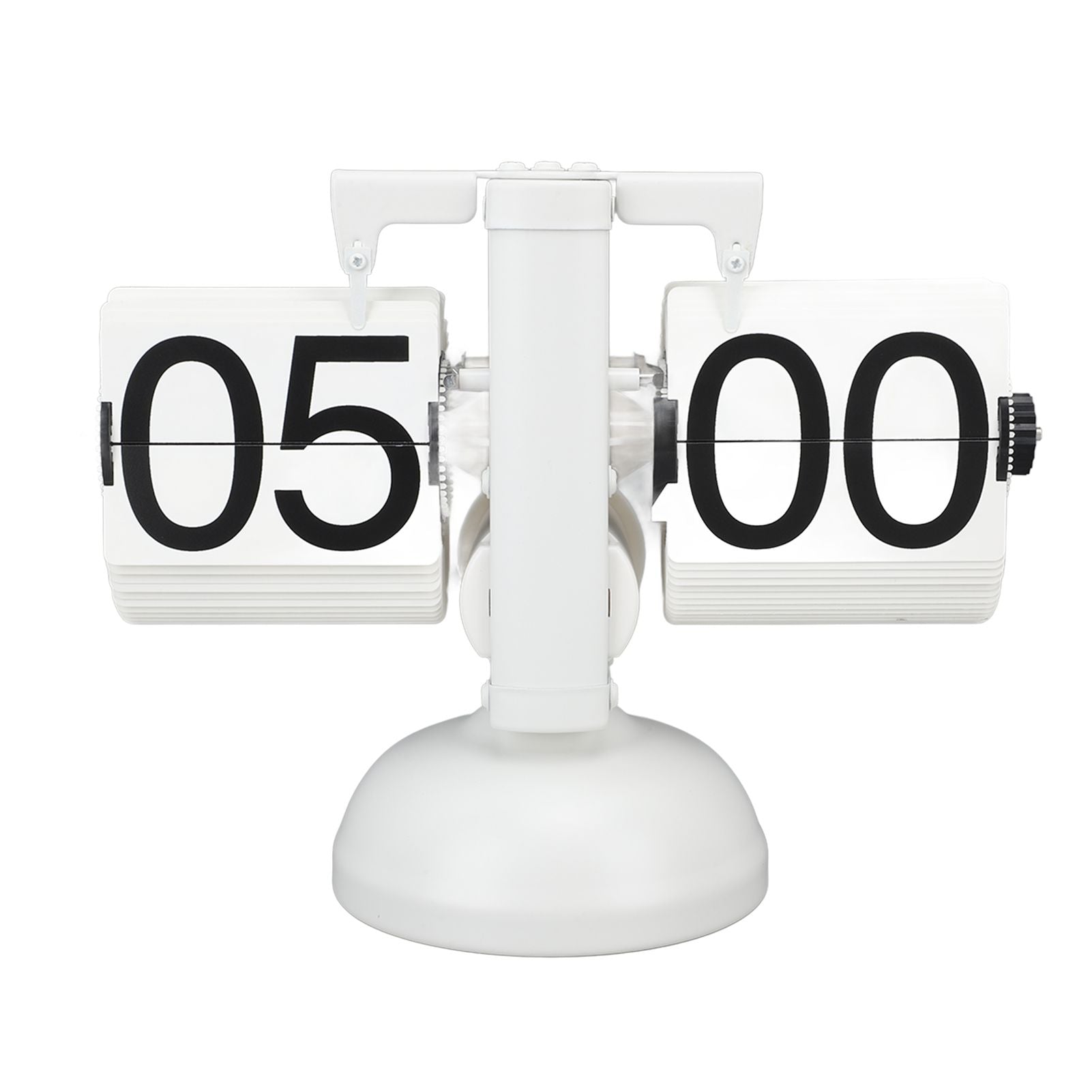 Flip Clock Large Number Battery Powered 304 Stainless Steel Tabletop Retro Flip Clock for Home Office 24 Hours All White